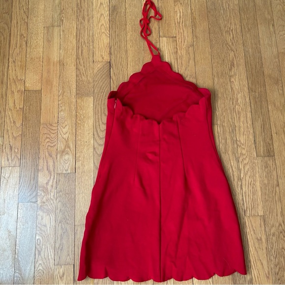 Urban Outfitters Kimchi Blue Red Scalloped Halter Mini Bodycon Dress Size Medium - Picture 3 of 7